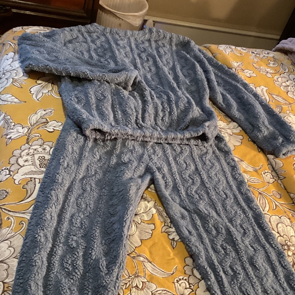 Cozy warm Blue woman Textured lounge  Set